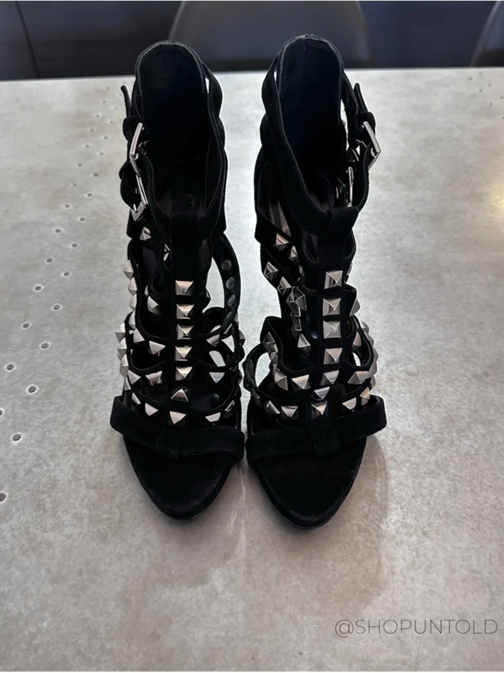 Zara STUDDED Suede Heels Black EU 38 - Picture 4 of 7